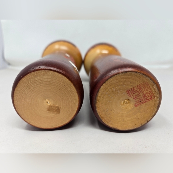 Kokeshi Doll Set Of 2 Masayoshi Yamagishi Vintage Handmade-Painted Award Win Art - Picture 6 of 12